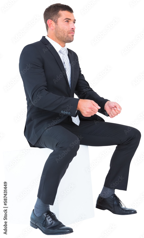 Businessman sitting put his hands front Businessman sitting put his hands front
