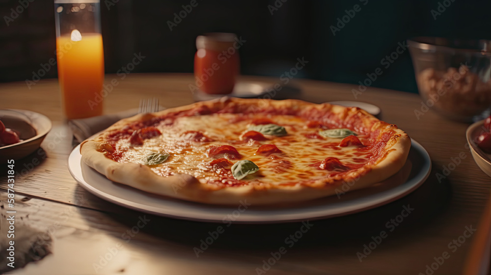 3D render illustration. Made by AI Midjourney.
macro photo of pizza