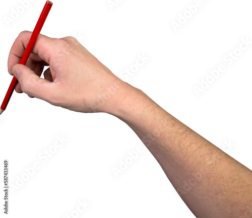 Hand writing with pencil over white background