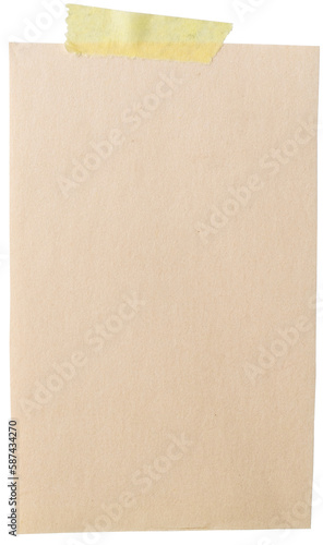 Image of close up of taped paper with copy space on transparent background