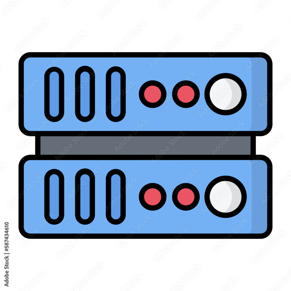 Server Hosting Line Color Icon Server Hosting Line Color Icon