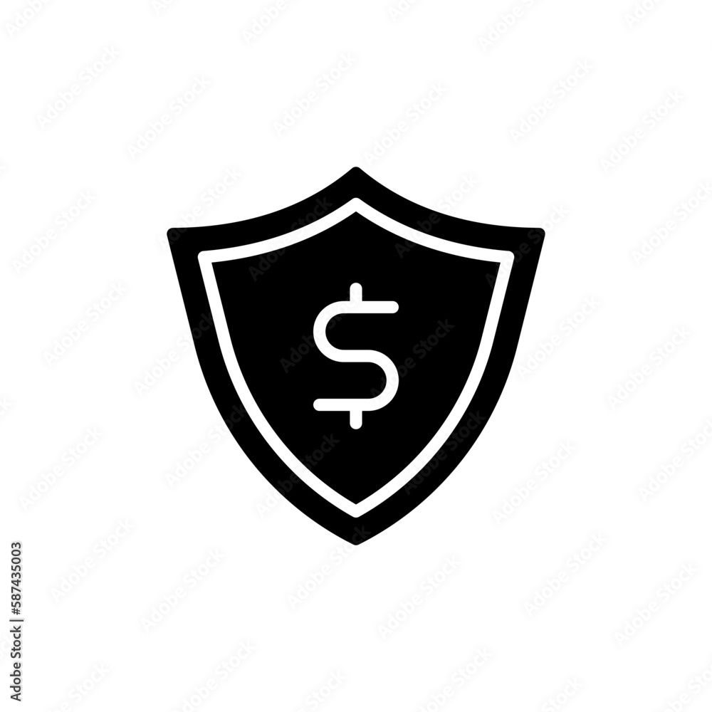 Shield with dollar icon in flat style. Money protection vector illustration on white isolated background.. Shield with dollar icon in flat style. Money protection vector illustration on white isolated background..