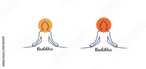 Buddha Purnima or buddha jayanti or vesak day Concept With Minimal Vector Line Art. Line drawing, Line vector.
