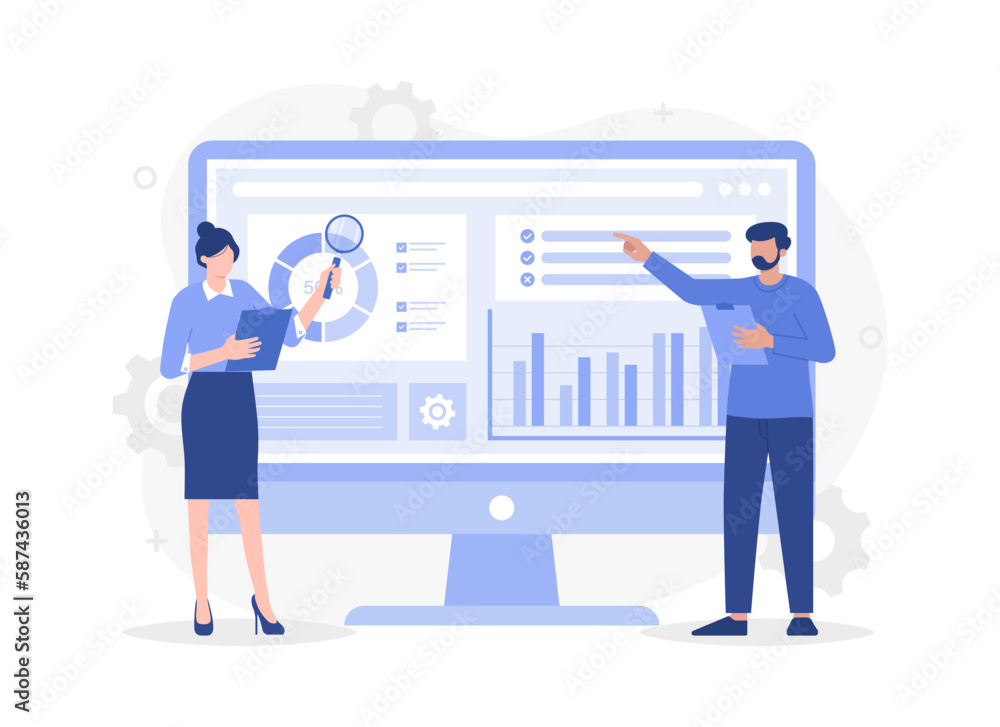 Business analysis concept, infographic, statistics. Modern vector flat illustration Business analysis concept, infographic, statistics. Modern vector flat illustration