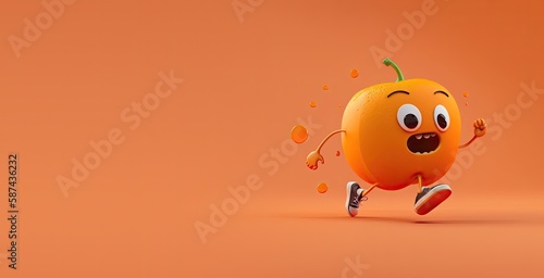 Cute Cartoon Orange Running...