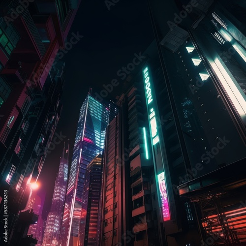 A cyberpunk city ai generative illustration