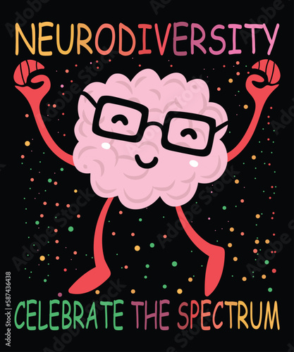 Neurodiversity Celebrate The Spectrum T-Shirt, Brain T-Shirt Print Template