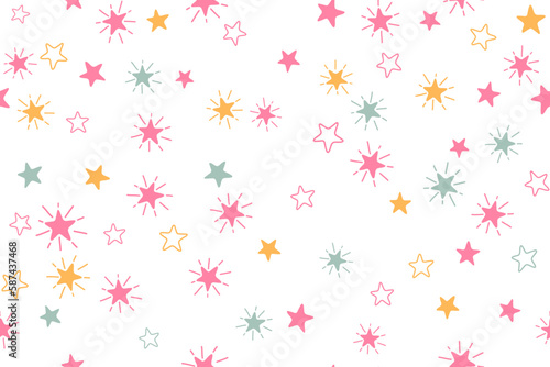 Stars childish vector seamless pattern graphic design. New Year gift wrapping...