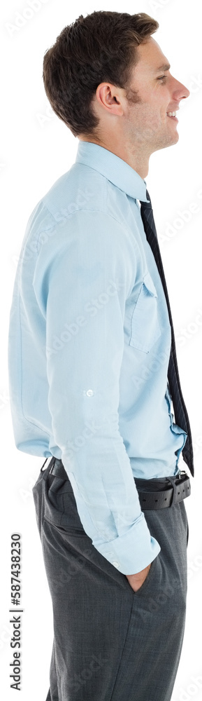 Happy businessman standing with hand in pocket Happy businessman standing with hand in pocket