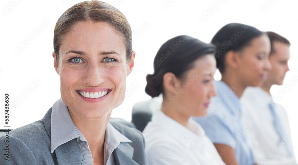 Portrait of smiling businessman with colleagues in conference Portrait of smiling businessman with colleagues in conference