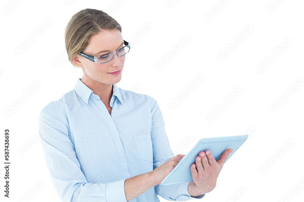 Businesswoman using tablet pc 