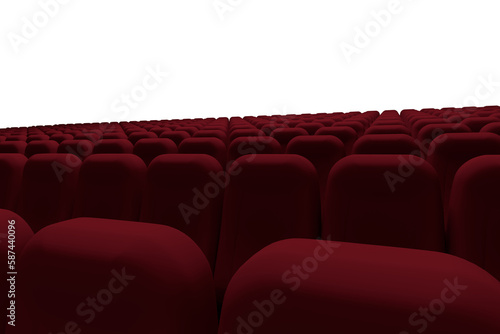 Red chairs in row at auditorium