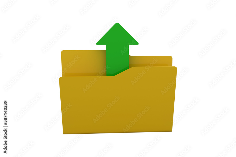 Digital image of yellow folder with uploading arrow symbol Digital image of yellow folder with uploading arrow symbol