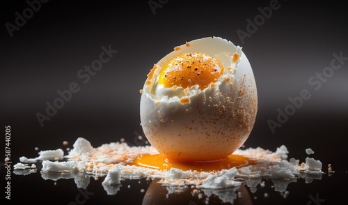  an egg with an egg yolk on top of it.  generative ai photo