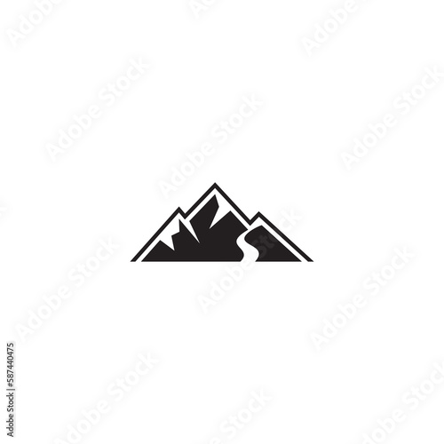  Premium Vector | Mountain Logo black and white