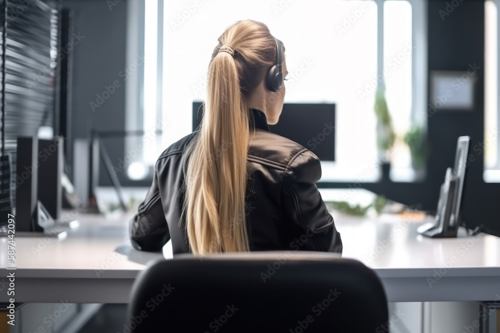 call center operator girl in the office generative ai call center operator girl in the office generative ai