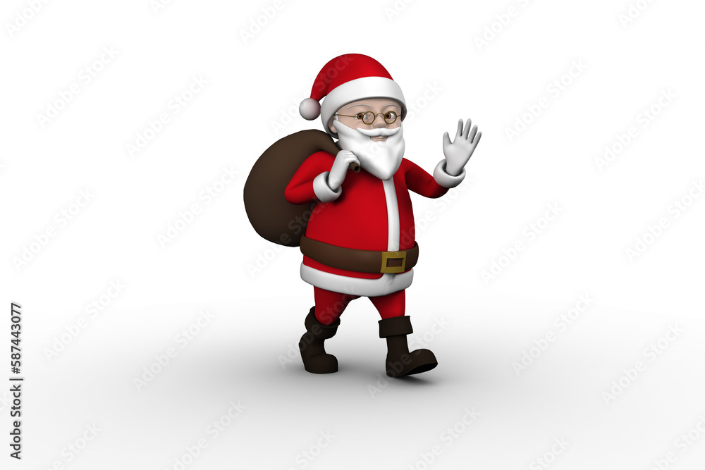 Cartoon santa walking and waving Cartoon santa walking and waving