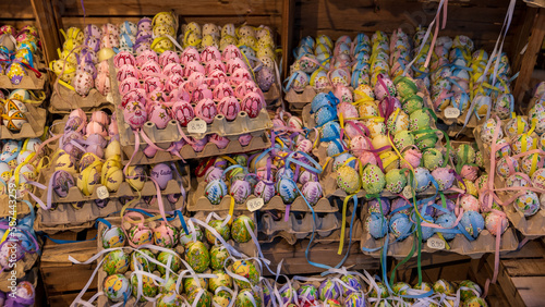 beautiful decorated easter eggs on a Vienna easter market