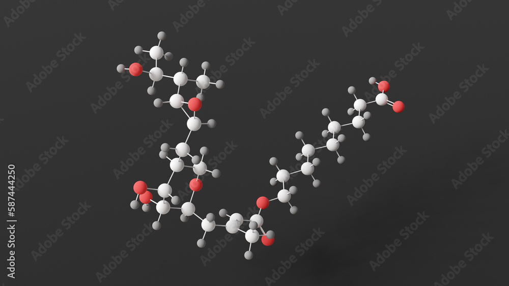 mupirocin molecule, molecular structure, antibacterials, ball and stick 3d model, structural chemical formula with colored atoms mupirocin molecule, molecular structure, antibacterials, ball and stick 3d model, structural chemical formula with colored atoms