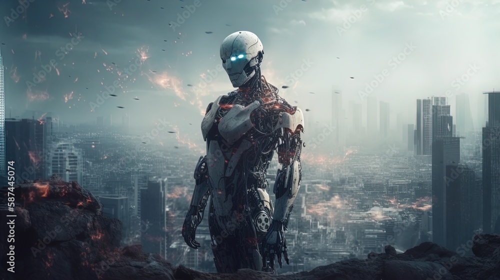 Conquered Dystopian Future: Evil AI Ruler in 8K created with generative ...