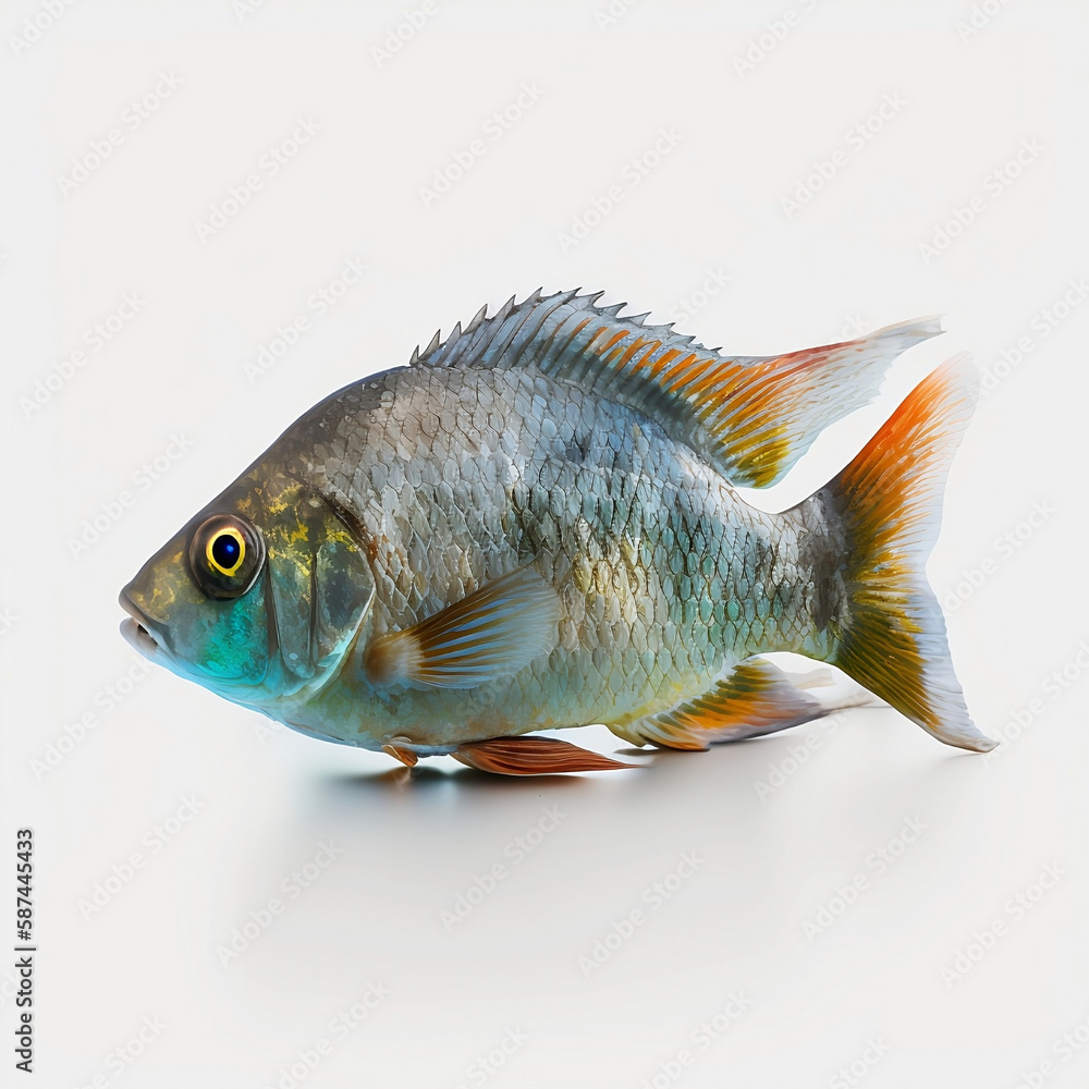 Fototapeta premium Fish on White Background. Generative AI