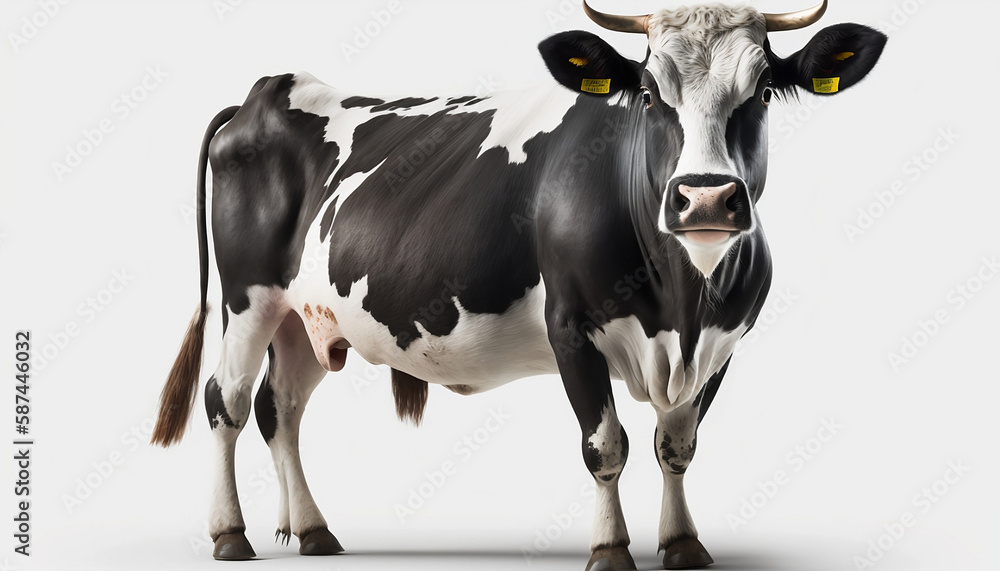 Cow on White Background. Generative AI