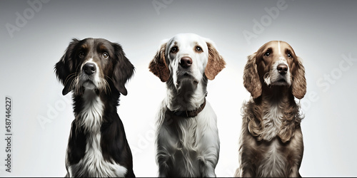 Dogs on White Background. Generative AI