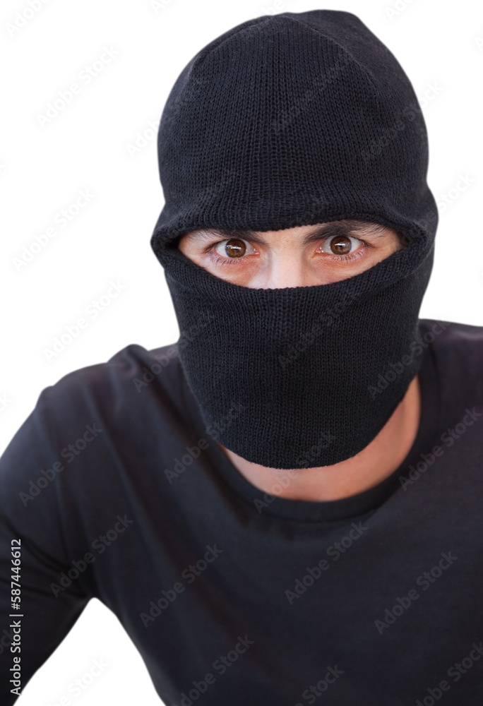 Portrait of burglar wearing a balaclava Portrait of burglar wearing a balaclava