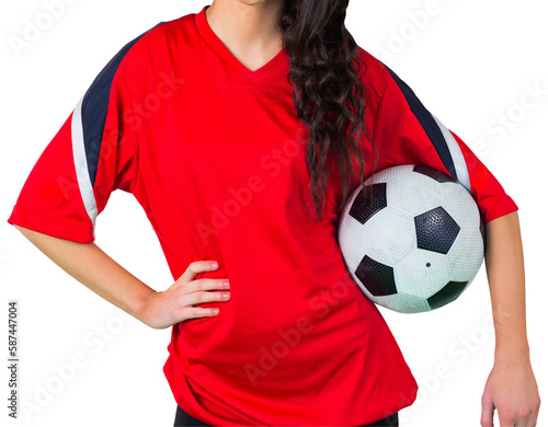 Pretty football fan in red