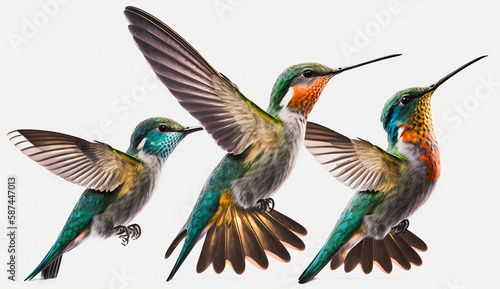 isolated hummingbirds for home décor, wall art, graphic design, and DIY projects - stunning standalone image on white background. generative AI © ShadowHero
