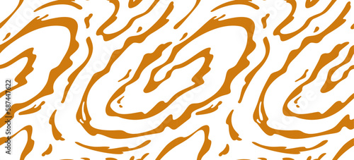 Wavy Caramel Pattern. Vector Swirl Toffee Splash Background. Abstract Illustration of Liquid Salted Caramel, Melted Peanut Butter, Sweet Honey, Chocolate Milk or Maple Sauce