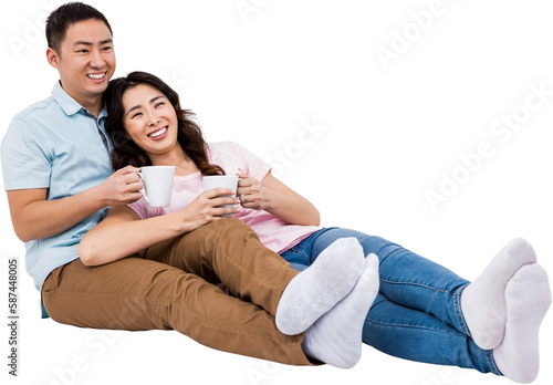 Full length happy young couple with cup © vectorfusionart