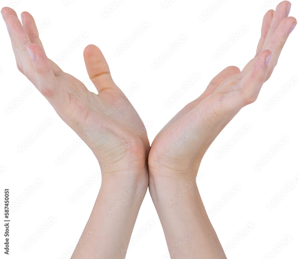 Woman presenting with her hands Woman presenting with her hands