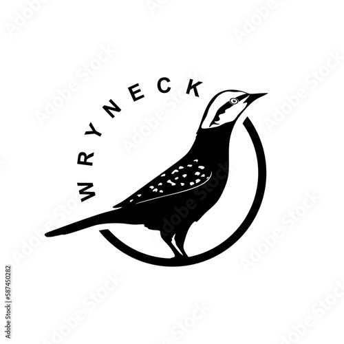 Wryneck bird circle logo design. Minimal style animal symbol. Wryneck sign isolated on white background. Vector illustration
