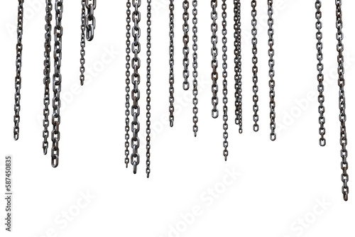 3d image of metallic chains hanging