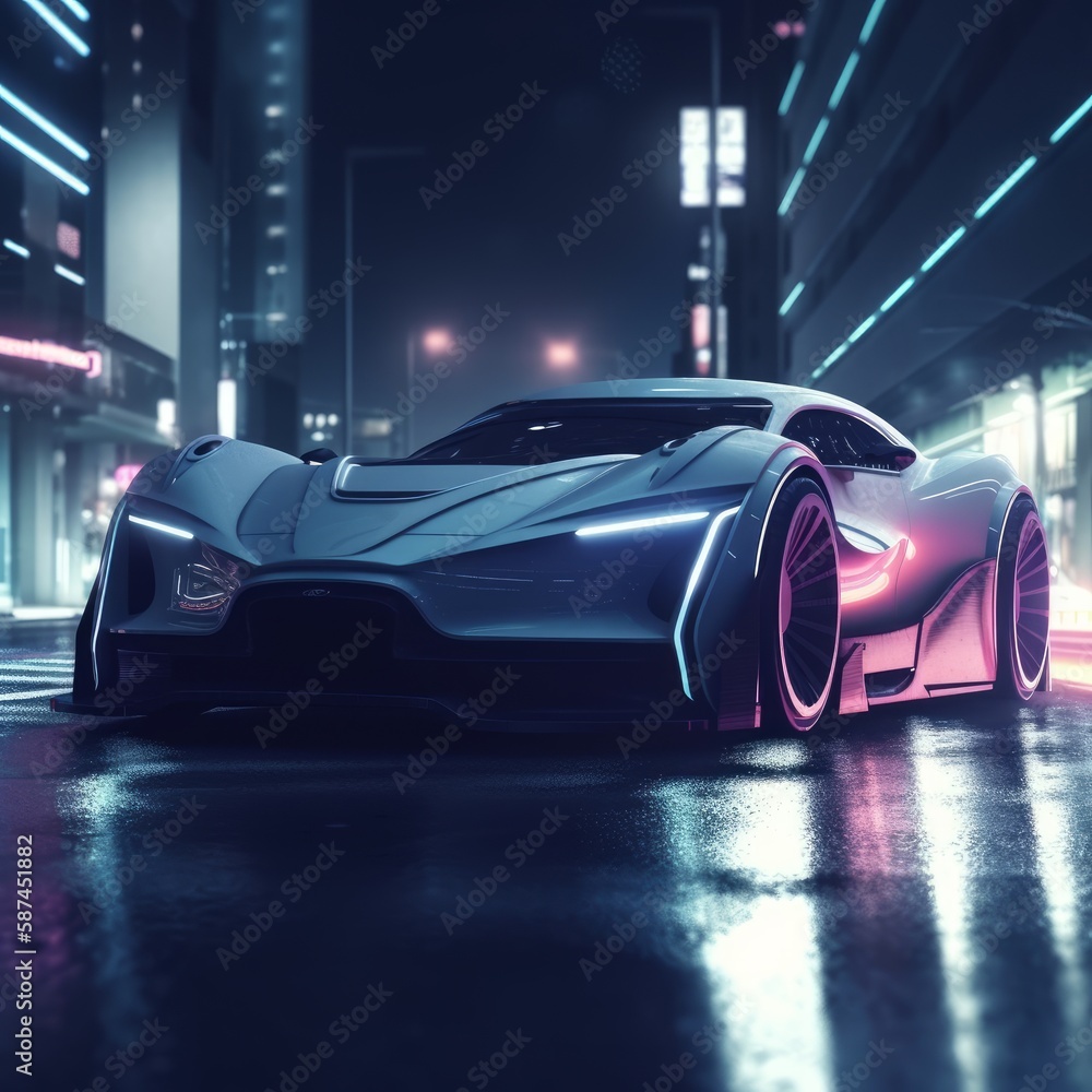 A centered shot futuristic car ai generative illustration