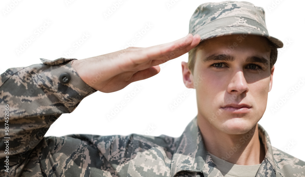 Portrait of military saluting Portrait of military saluting