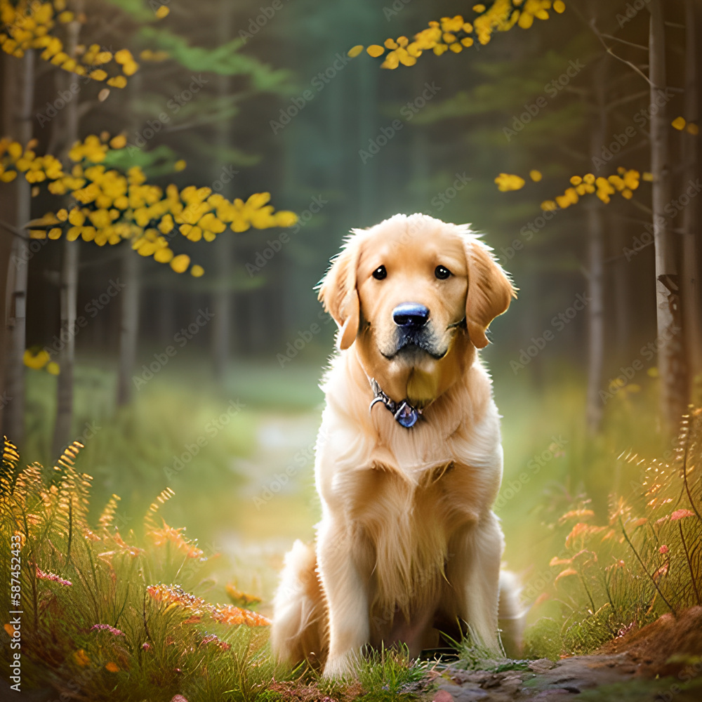 golden retriever portrait, Generative AI golden retriever portrait, Generative AI