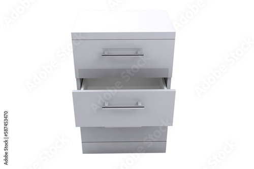 Digitally generated image of open filing cabinet