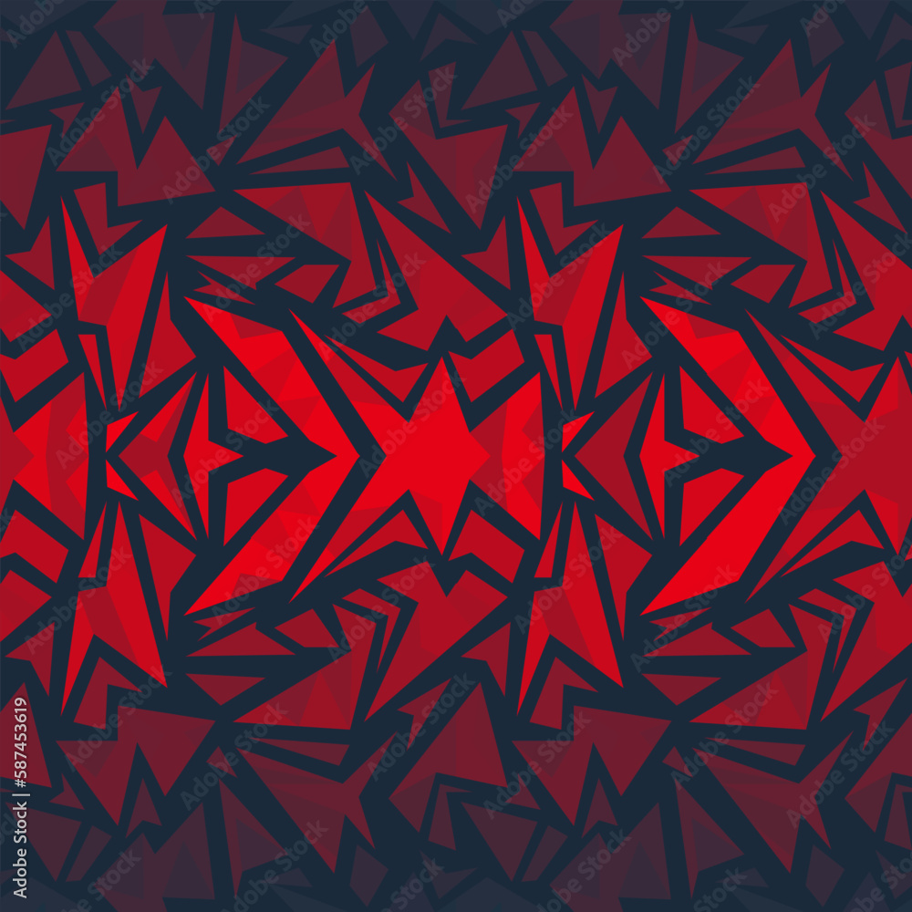Abstract seamless Grunge geometric pattern with acute angle. Geometrical repeat ornament in red and black colors. Grungy polygonal cover print for sport textile, fashion clothes, wrapping paper. Abstract seamless Grunge geometric pattern with acute angle. Geometrical repeat ornament in red and black colors. Grungy polygonal cover print for sport textile, fashion clothes, wrapping paper.