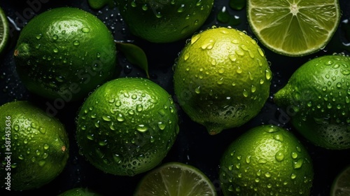 Limes with drops of water