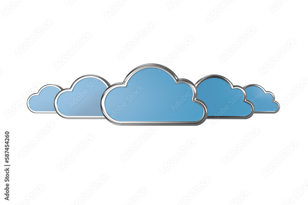 Fototapeta premium Blue cloud shapes on white background
