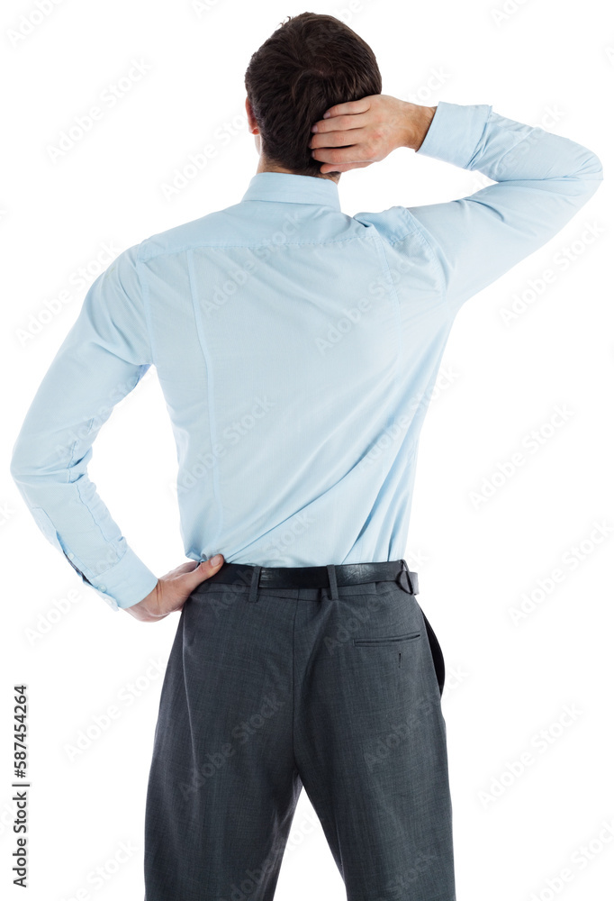 Thinking businessman with hand on head Thinking businessman with hand on head