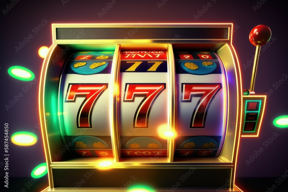 Slot machine 777 jackpot casino. Good luck concept. AI generated, human enhanced Slot machine 777 jackpot casino. Good luck concept. AI generated, human enhanced