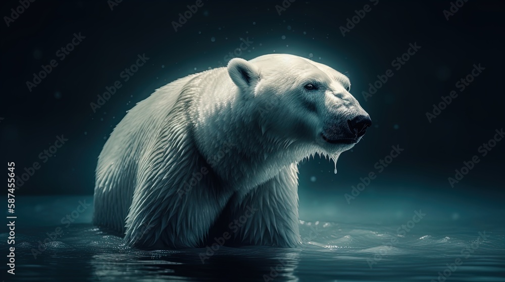 Polar Bear on Melting Ice Floe: Climate Change Concept in 8K created ...