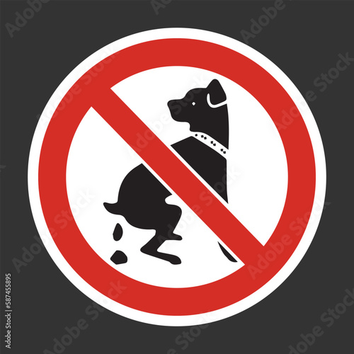 No Dog Pooping Symbol Vector Icon. Isolated Dog poop Boardsign.