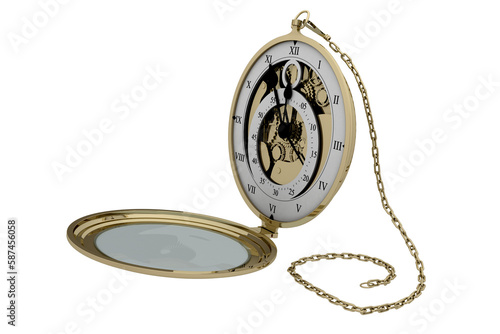 Fototapeta Naklejka Na Ścianę i Meble -  Antique pocket clock with chain