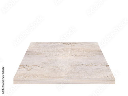 Ivory white trevertine slab isolated on white background.