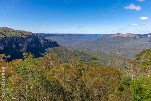 View of Echo Point Blue Mountains three sisters Katoomba Sydney NSW Australia © Elias Bitar