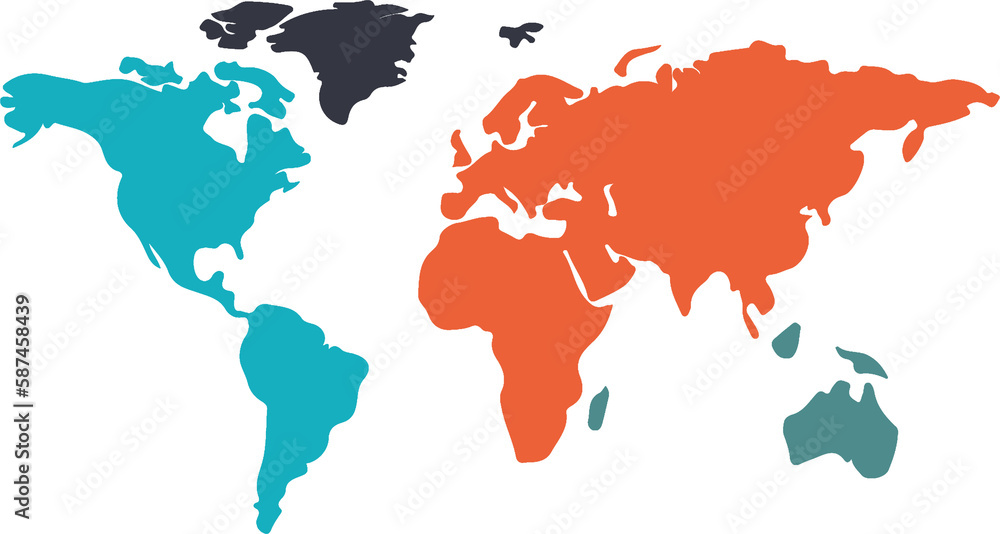 Obraz premium Digital composite image of multi colored world map